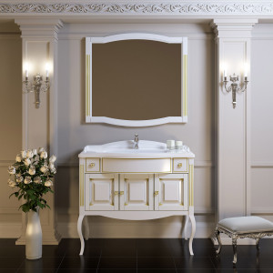 Opadiris Мебель для ванной "Лаура 100" белая с бежевой патиной