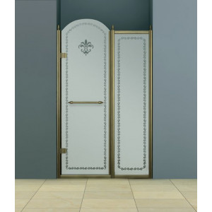 Душевая дверь Cezares Retro B11 (100 см) (левая) матовое стекло с прозрачным узором (бронза)