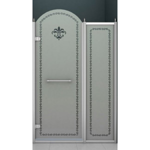 Душевая дверь Cezares Retro B11 (100 см) (левая) матовое стекло с прозрачным узором (хром)