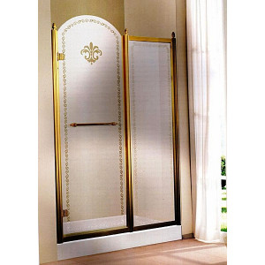 Душевая дверь Cezares Retro B11 (100 см) (левая) матовое стекло с прозрачным узором (золото)