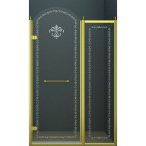Душевая дверь Cezares Retro B11 (100 см) (левая) прозрачное стекло с матовым узором (золото)