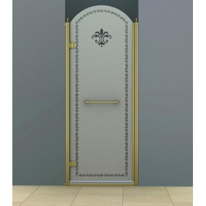 Душевая дверь Cezares Retro B1 (80 см) (левая) матовое стекло с прозрачным узором (бронза)