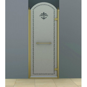 Душевая дверь Cezares Retro B1 (80 см) (правая) матовое стекло с прозрачным узором (бронза)