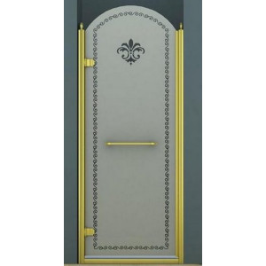 Душевая дверь Cezares Retro B1 (90 см) (левая) матовое стекло с прозрачным узором (золото)