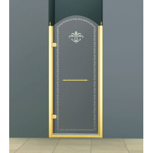 Душевая дверь Cezares Retro B1 (90 см) (левая) прозрачное стекло с матовым узором (золото)