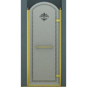 Душевая дверь Cezares Retro B1 (90 см) (правая) матовое стекло с прозрачным узором (золото)