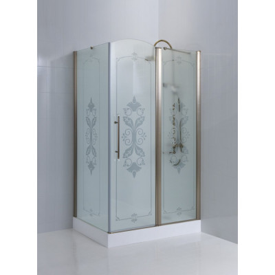 Душевой уголок Cezares Giubileo AH11 (120x90) прозрачное стекло с матовым узором (золото) левый