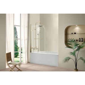 Шторка для ванной Cezares Retro V1 (80x145) (левая) прозрачное стекло с матовым узором (бронза)