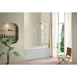 Шторка для ванной Cezares Retro V1 (80x145) (правая) прозрачное стекло с матовым узором (золото)
