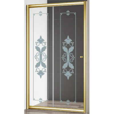 Душевая дверь Cezares Giubileo BF1 (120) прозрачное стекло с матовым узором (золото)